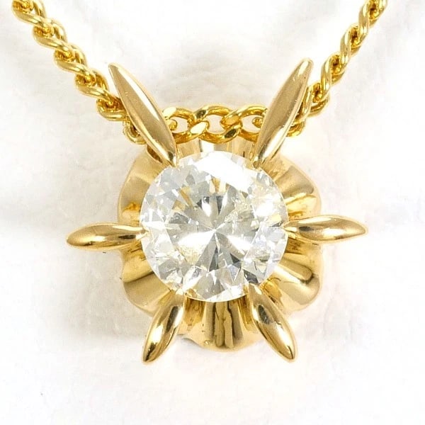 K18YG NECKLACE DIAMOND: K18YG Necklace Diamond Brand: No Brand Type/Style: Necklace Material: K18/Yellow Gold, Main Stone Natural Color: Yellow Gold Size: Top: Total length around 7 x 0.3" (Top and chain are not