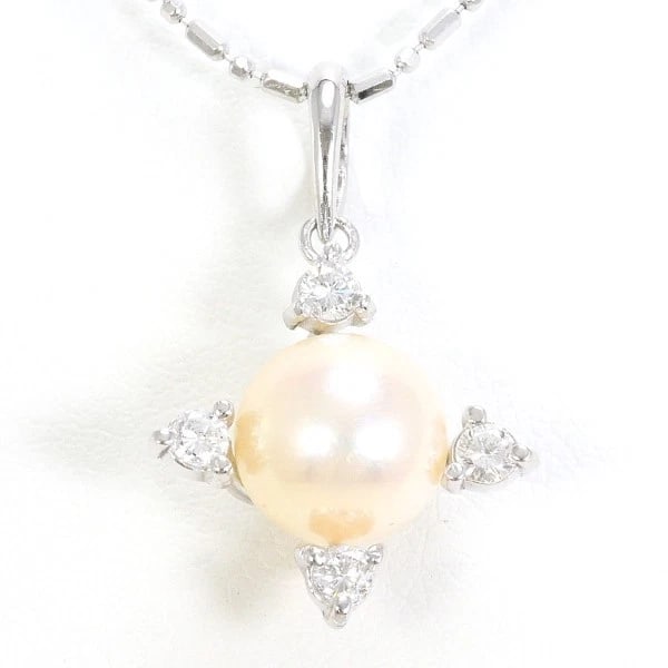 K18 NECKLACE: k18 Necklace Brand: No Brand Type/Style: Necklace Material: K18/White Gold, Main Stone Pearl (Akoya Pearl), Natural Color: White Gold Size: Top: Total length around 23 x 0.6" (Top and chain are