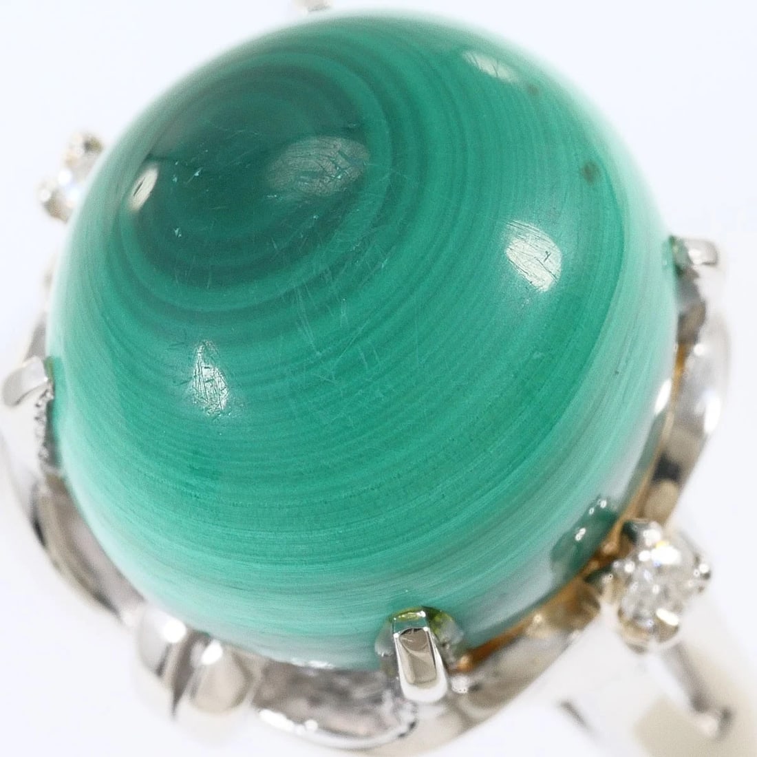 PT900 PLATINUM RING MALACHITE - 2