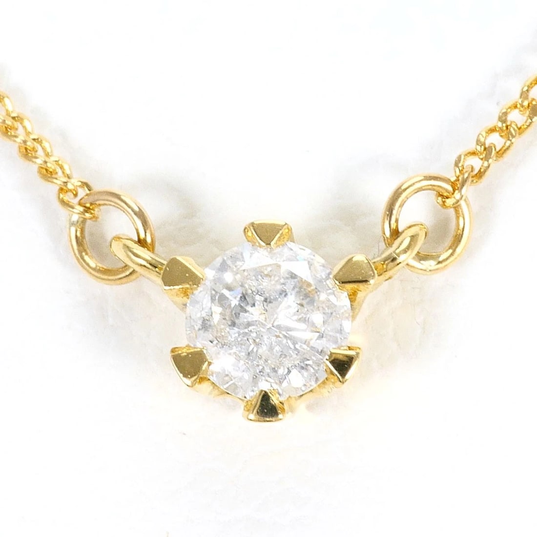 K18 GOLD NECKLACE DIAMOND: K18 gold Necklace Diamond Brand: No Brand Type/Style: Necklace Material: K18/Yellow Gold, Main Stone Natural Color: Yellow Gold Size: Top size?H:about4?W:about4mm(Top and Chain cannot be removed), Cha