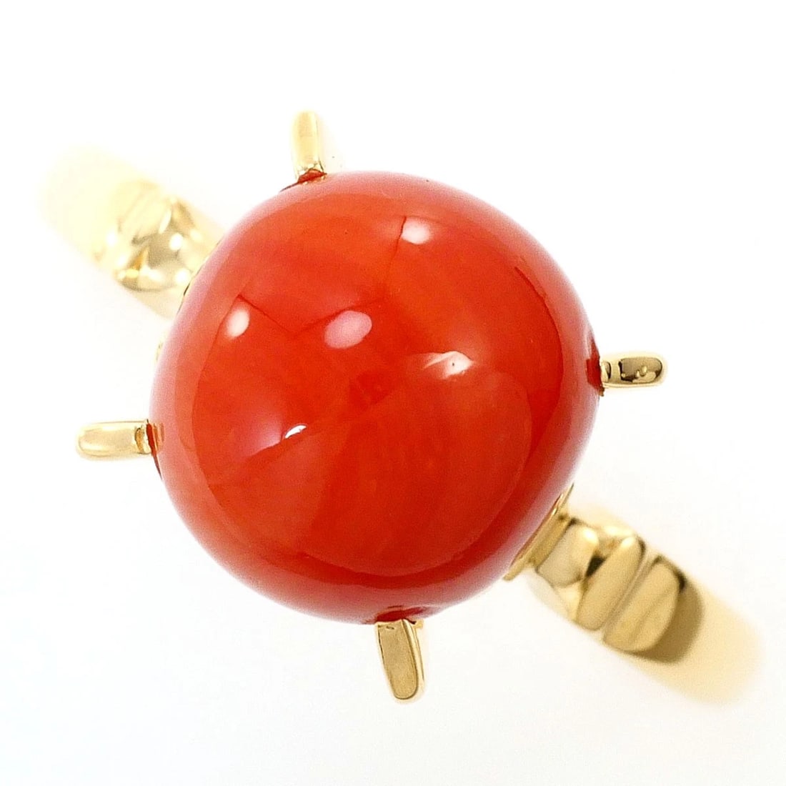 K18 GOLD RING CORAL: K18 gold Ring Coral Brand: No Brand Type/Style: Ring Material: K18/Yellow Gold, Color: none Size: US 7 1/4 Accessories: None Accessories Notice: When purchasing pre-owned goods, please ref