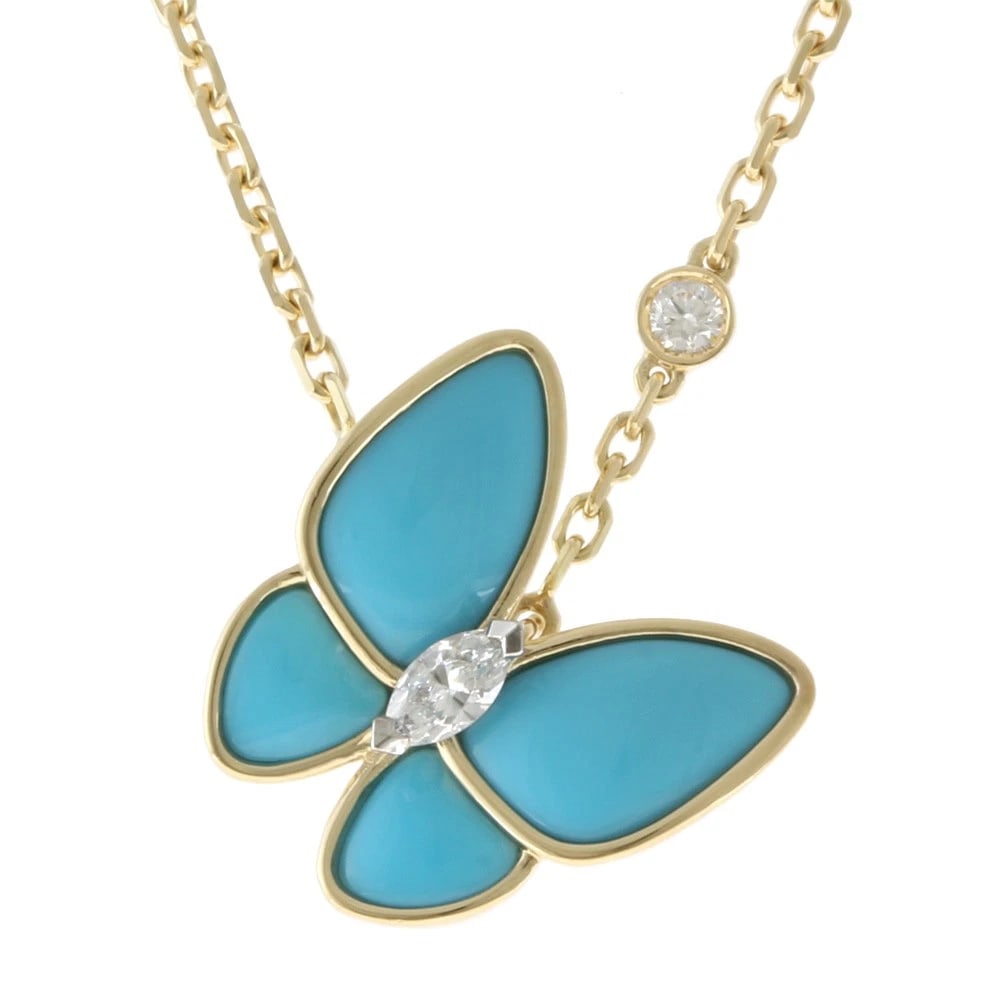 VAN CLEEF & ARPELS NECKLACE K18 YELLOW GOLD: Van Cleef & Arpels Necklace K18 yellow gold Brand: Van Cleef & Arpels Type/Style: Necklace Material: K18 yellow gold, Main Stone Turquoise Color: blue Size: Total Length:41.5cm Chain width:1.5mm Adjus