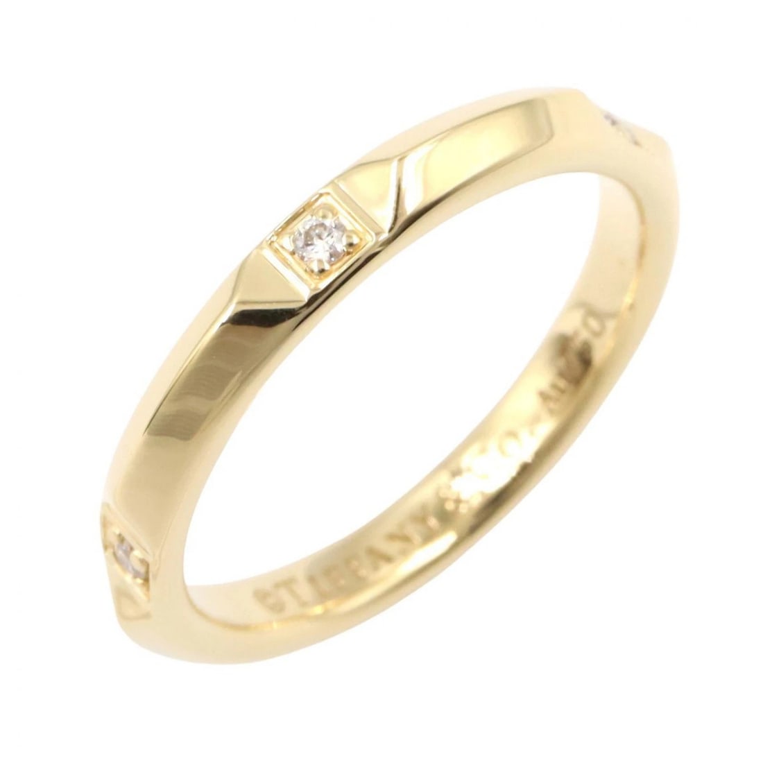 TIFFANY & CO TRUE BAND DIAMOND RING: TIFFANY & CO True Band Diamond Ring Brand: TIFFANY & CO Type/Style: Ring Material: K18 (Yellow Gold), Color: Gold Size: US size 5.25 Accessories: None Accessories Notice: When purchasing p