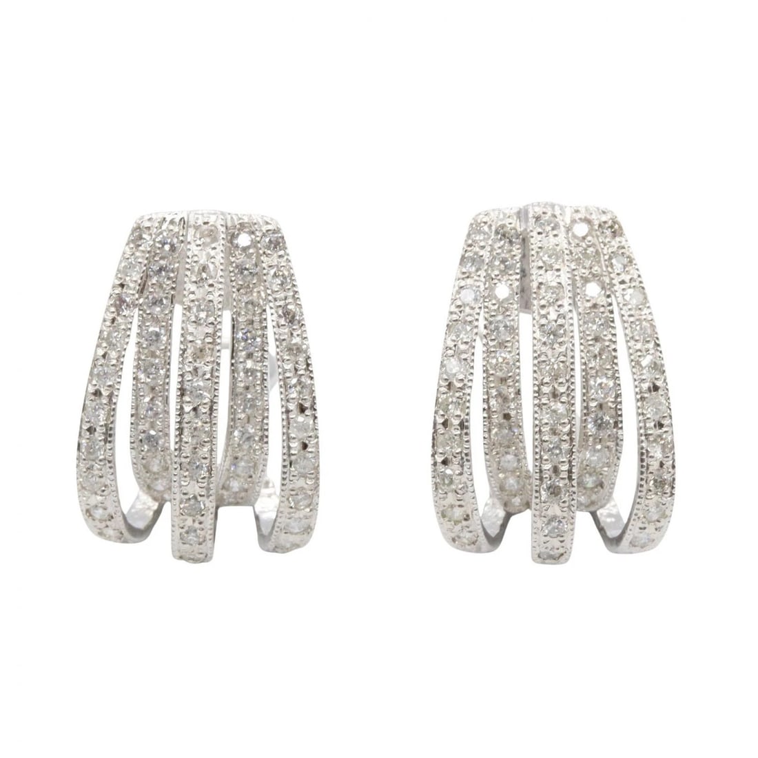 JEWELRY DIAMOND PIERCED EARRINGS 18KWG (1 of 3)