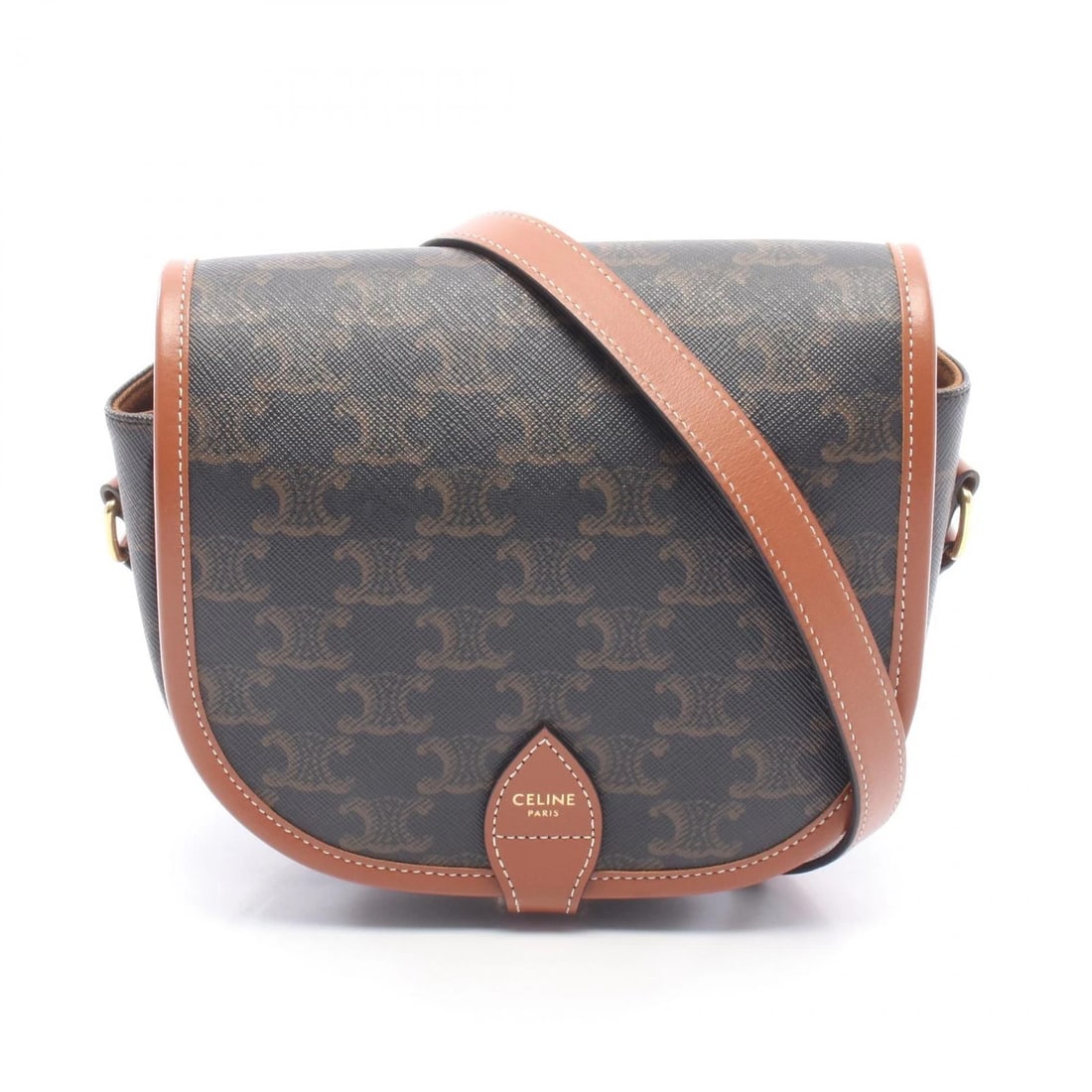 CELINE FOLCO SHOULDER CROSSBODY BAG CANVAS LEATHER