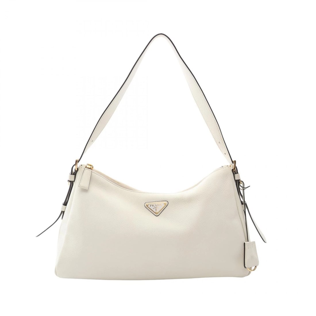 PRADA AIMEE LARGE TRIANGLE LOGO SHOULDER BAG LEATHER WHITE (1 of 4)