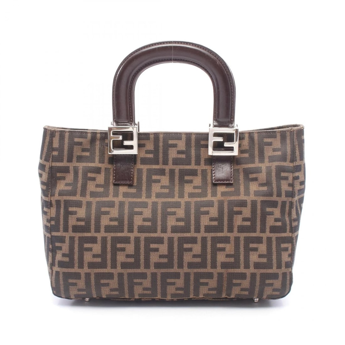 FENDI ZUCCA TOTE BAG CANVAS LEATHER BROWN BLACK: FENDI Zucca Tote Bag canvas leather Brown Black Brand: FENDI Type/Style: Tote Bag Material: Exterior Material canvas ? leather Color: Exterior Color Brown?ish colors ? Black?ish colors Size: (H:8.7" x