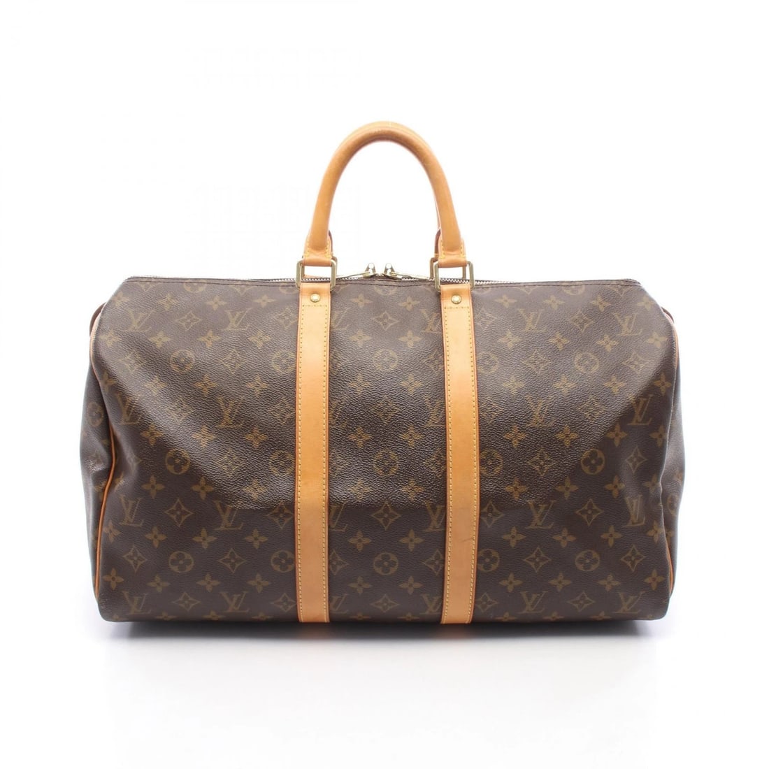 LOUIS VUITTON KEEPALL 45 TRAVEL HAND BAG: LOUIS VUITTON Keepall 45 travel hand bag Brand: LOUIS VUITTON Type/Style: Boston bag Material: Exterior Material Monogram ? PVC coated canvas ? leather Color: Exterior Color Brown?ish colors Size: (H: