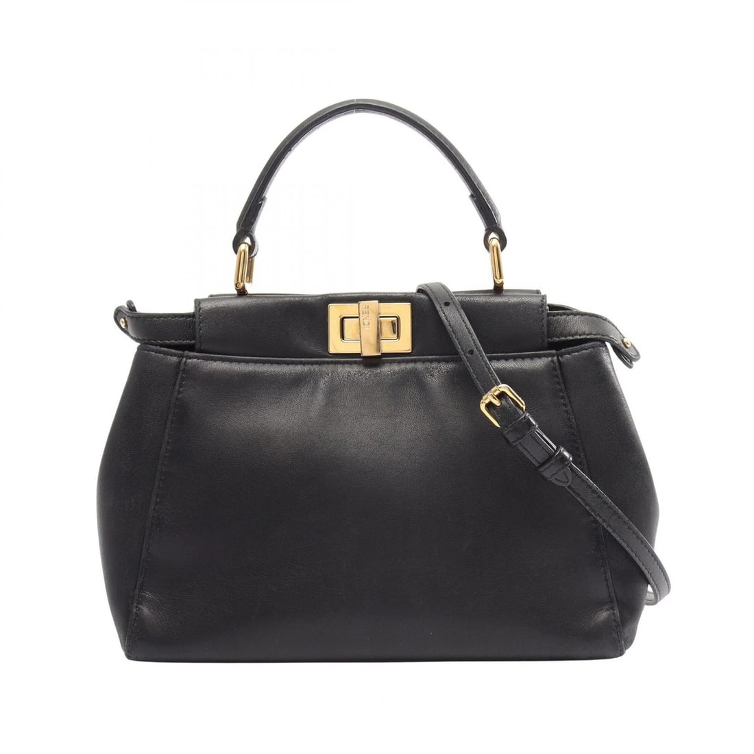FENDI MINI SHOULDER CROSSBODY HANDBAG LEATHER BLACK: FENDI Mini shoulder crossbody Handbag leather Black Brand: FENDI Type/Style: Handbag Material: Exterior Material leather Color: Exterior Color Black?ish colors Size: (H:7.1" x W:9.1" x D:4.3") Acc