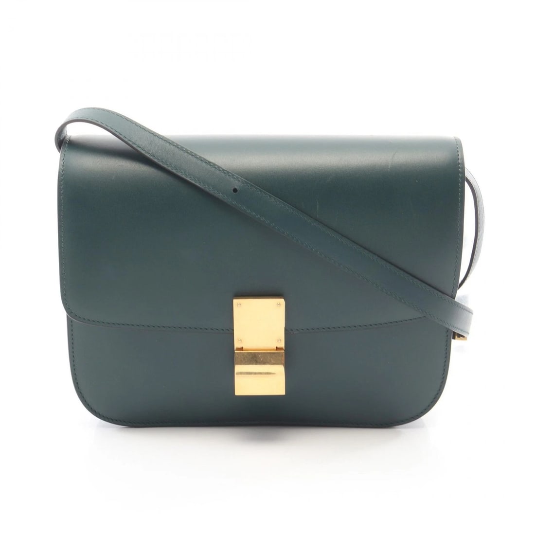 CELINE CLASSIC BOX MEDIUM SHOULDER BAG LEATHER GREEN