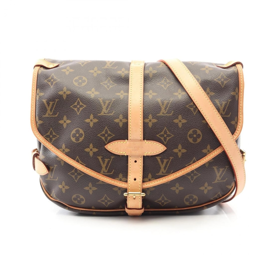 LOUIS VUITTON SAUMUR SHOULDER CROSSBODY BAG: LOUIS VUITTON Saumur Shoulder Crossbody Bag Brand: LOUIS VUITTON Type/Style: Shoulder Bag Material: Exterior Material Monogram ? PVC coated canvas ? leather Color: Exterior Color Brown?ish colors Size