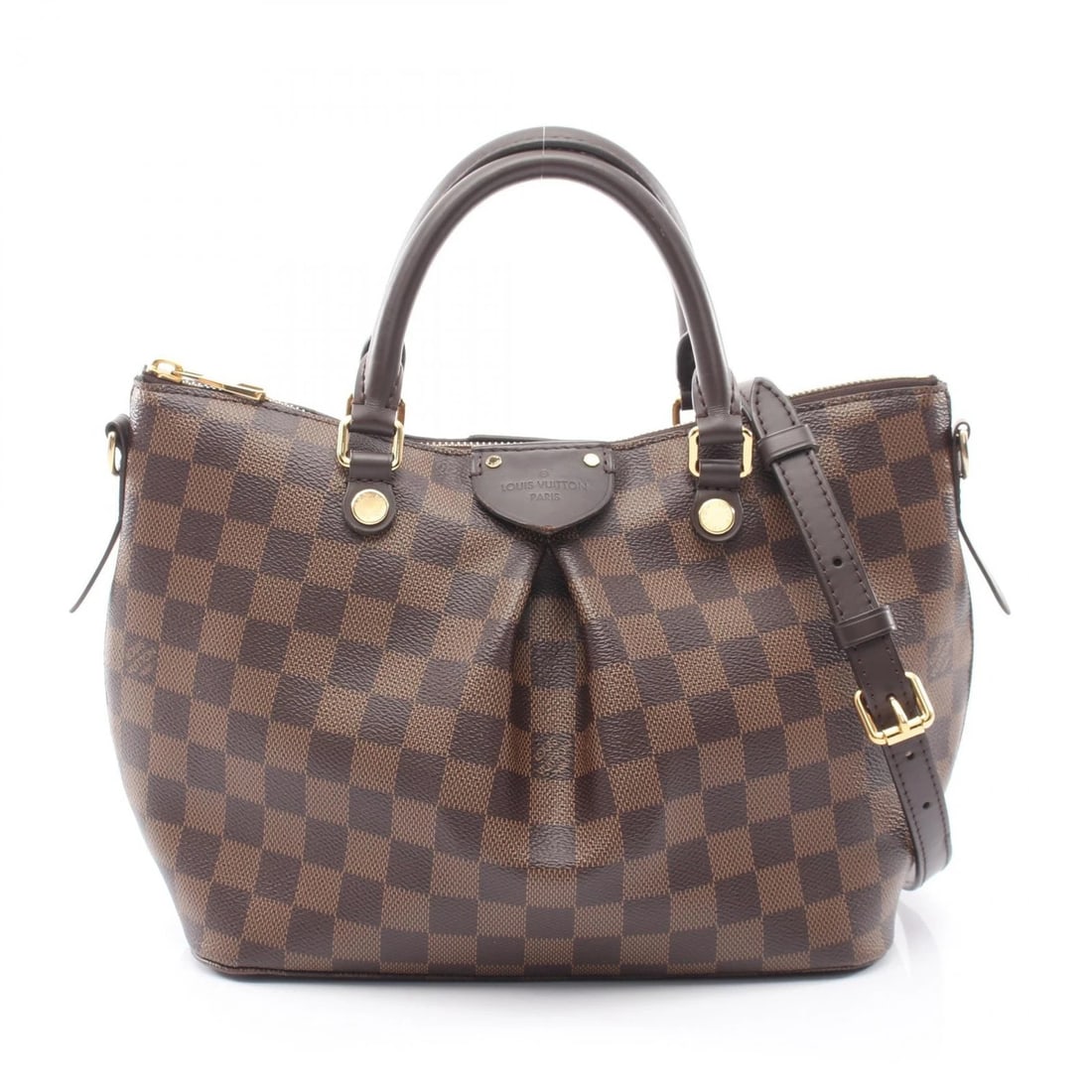 LOUIS VUITTON SIENA PM SHOULDER CROSSBODY HANDBAG: LOUIS VUITTON Siena PM Shoulder Crossbody Handbag Brand: LOUIS VUITTON Type/Style: Handbag Material: Exterior Material Damier ? PVC coated canvas ? leather Color: Exterior Color Ebene / Brown?ish colo