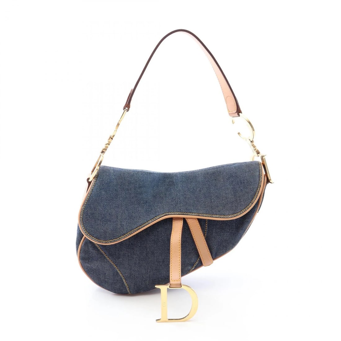 CHRISTIAN DIOR SADDLE SHOULDER HANDBAG DENIM LEATHER NAVY: Christian Dior Saddle Shoulder Handbag denim leather Navy Brand: DIOR Type/Style: Handbag Material: Exterior Material denim ? leather Color: Exterior Color Navy?ish colors ? Brown?ish colors Size: (H:
