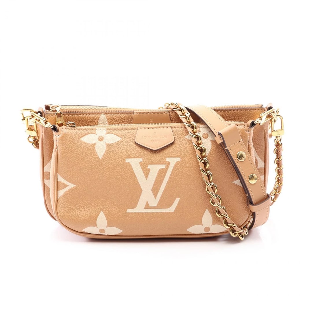 LOUIS VUITTON MULTI POCHETTE CHAIN SHOULDER HAND BAG: LOUIS VUITTON multi pochette chain shoulder hand bag Brand: LOUIS VUITTON Type/Style: Shoulder Bag Material: Exterior Material Monogram empreinte ? leather Color: Exterior Color Arizona / Beige?ish co