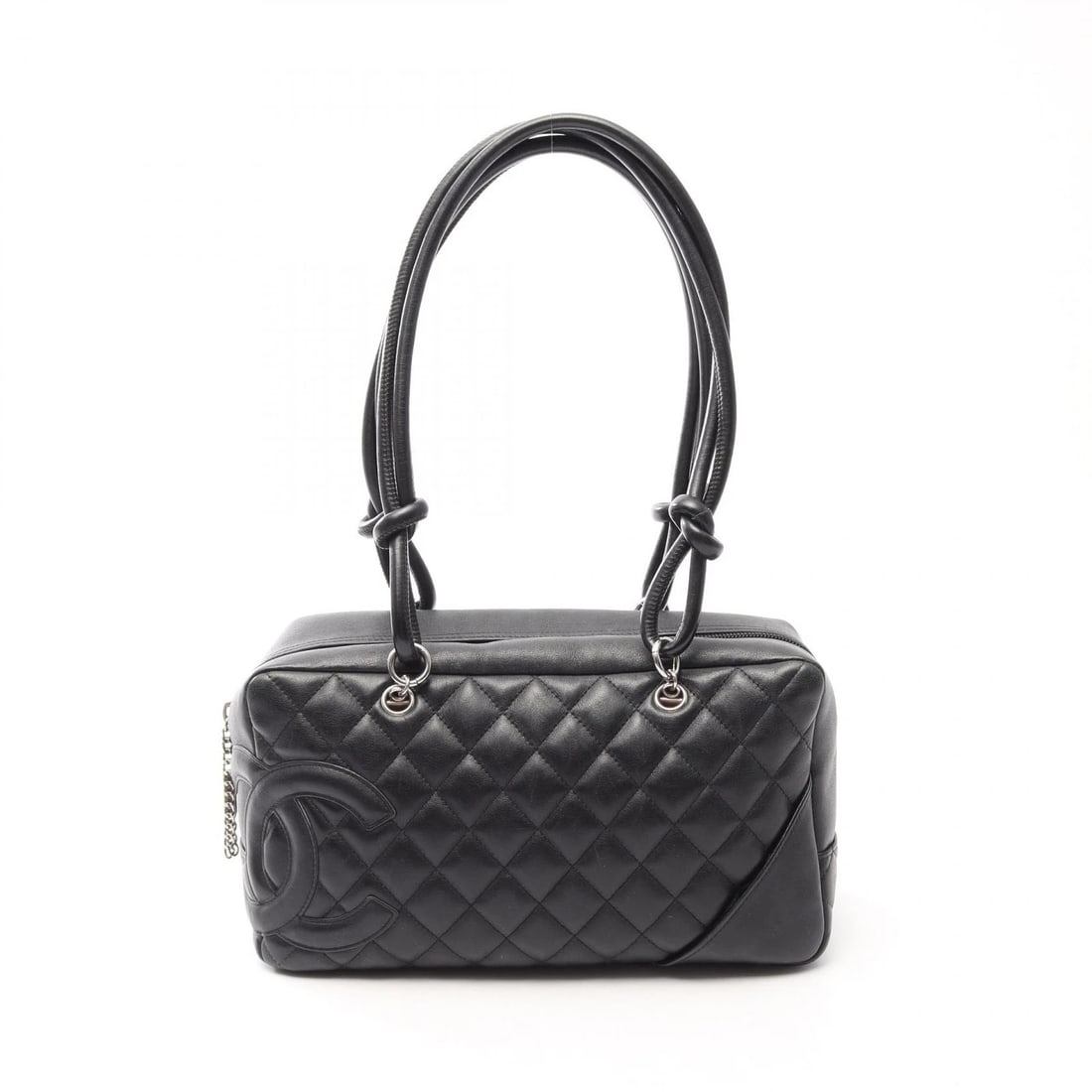 CHANEL CAMBON LINE BOWLING SHOULDER BAG: CHANEL Cambon line bowling Shoulder Bag Brand: CHANEL Type/Style: Shoulder Bag Material: Exterior Material leather Color: Exterior Color Black?ish colors Size: (H:6.3" x W:10.8" x D:3.9") Accessor