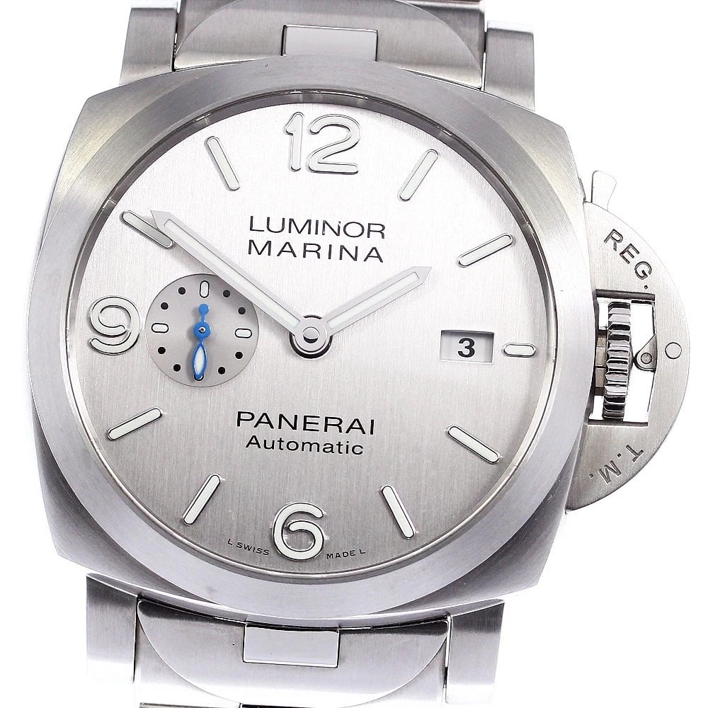 PANERAI LUMINOR MARINA DATE SILVER AUTOMATIC WATCH: PANERAI Luminor Marina Date Silver Automatic Watch Brand: PANERAI Type/Style: Wristwatch Material: Band Material Stainless Steel, Case Material Stainless Steel Color: Case Color Silver Band Color