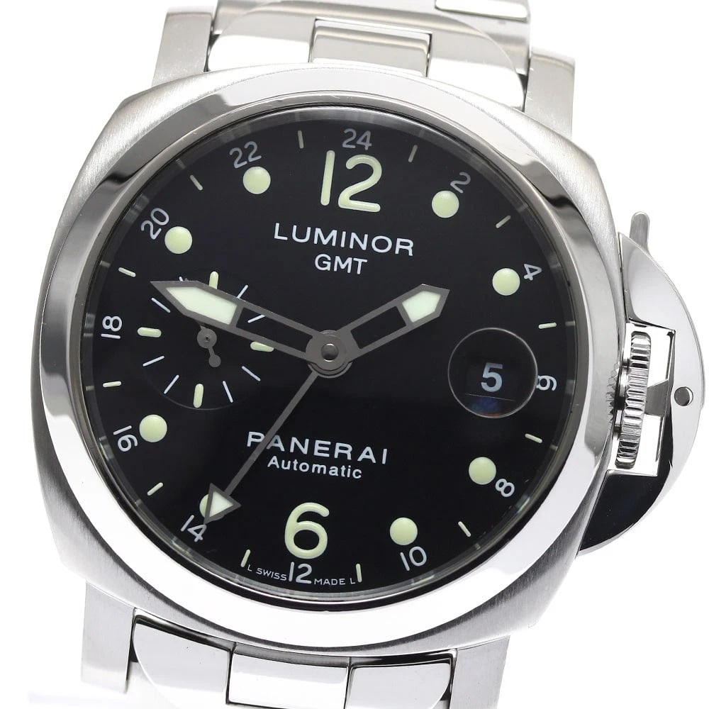 PANERAI LUMINOR AUTOMATIC WATCH: PANERAI Luminor Automatic Watch Brand: PANERAI Type/Style: Wristwatch Material: Band Material Stainless Steel, Case Material Stainless Steel Color: Dial Color black Band Color Silver Case Color