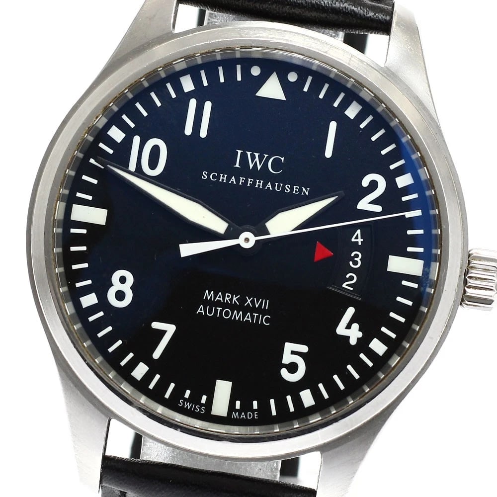 IWC SCHAFFHAUSEN PILOT WATCH AUTOMATIC WATCH: IWC SCHAFFHAUSEN Pilot watch Automatic Watch Brand: IWC SCHAFFHAUSEN Type/Style: Wristwatch Material: Band Material leather, Case Material Stainless Steel Color: Dial Color black Band Color black