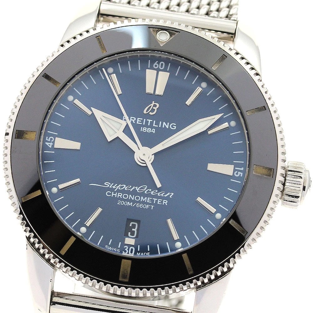 BREITLING SUPEROCEAN HERITAGE DATE AUTOMATIC WATCH: BREITLING Superocean Heritage Date Automatic Watch Brand: BREITLING Type/Style: Wristwatch Material: Band Material Stainless Steel, Case Material Stainless Steel Color: Dial Color blue Band Color