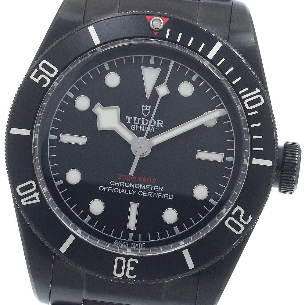 TUDOR HERITAGE BLACK AUTOMATIC WATCH: TUDOR Heritage Black Automatic Watch Brand: TUDOR Type/Style: Wristwatch Material: Band Material Stainless Steel, Case Material Stainless Steel Color: Dial Color black Band Color black Case Color blac