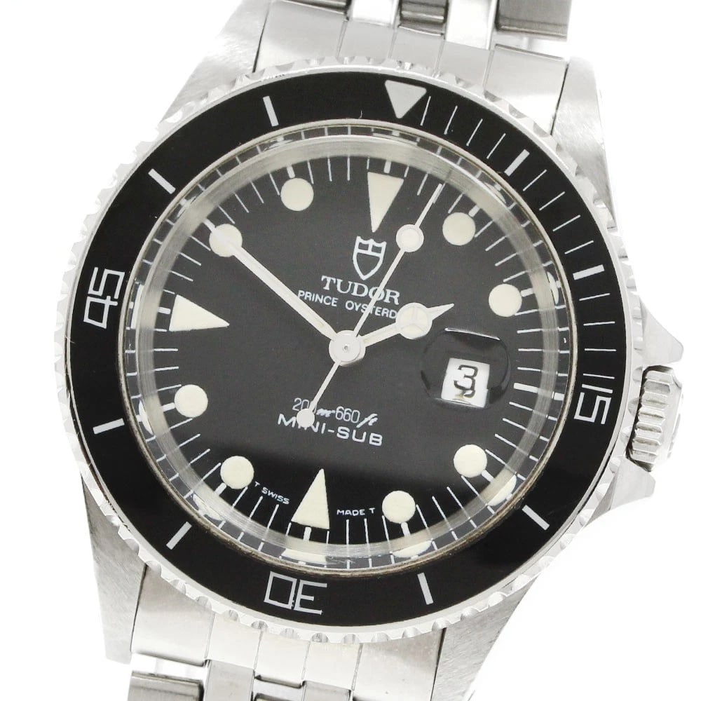 TUDOR PRINCE OYSTER DATE BLACK AUTOMATIC WATCH: TUDOR Prince Oyster Date black Automatic Watch Brand: TUDOR Type/Style: Wristwatch Material: Band Material Stainless Steel, Case Material Stainless Steel Color: Case Color Silver Band Color Silver