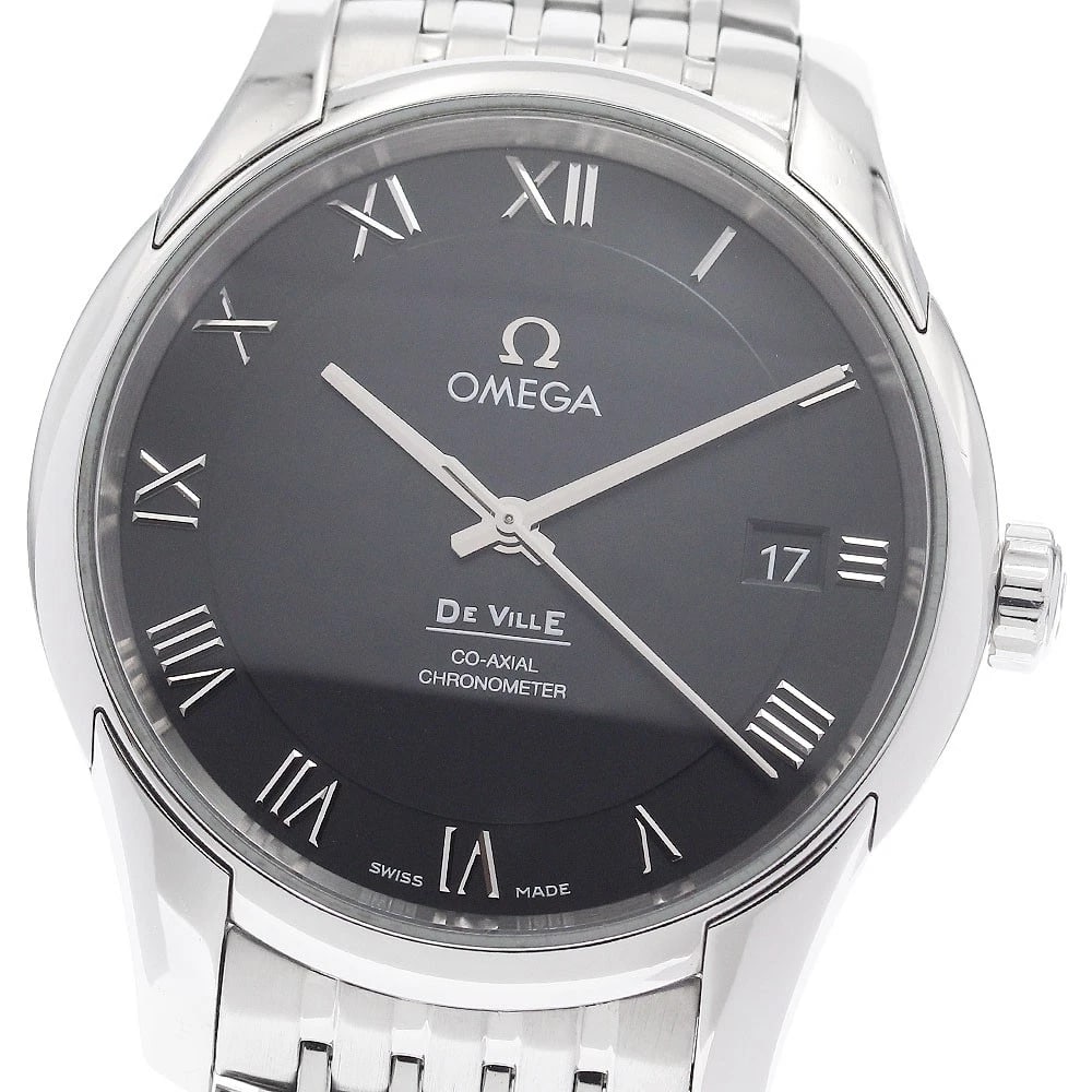OMEGA DE VILLE COAXIAL DATE AUTOMATIC WATCH: OMEGA De Ville Coaxial Date Automatic Watch Brand: OMEGA Type/Style: Wristwatch Material: Band Material Stainless Steel, Case Material Stainless Steel Color: Dial Color black Band Color Silver Case
