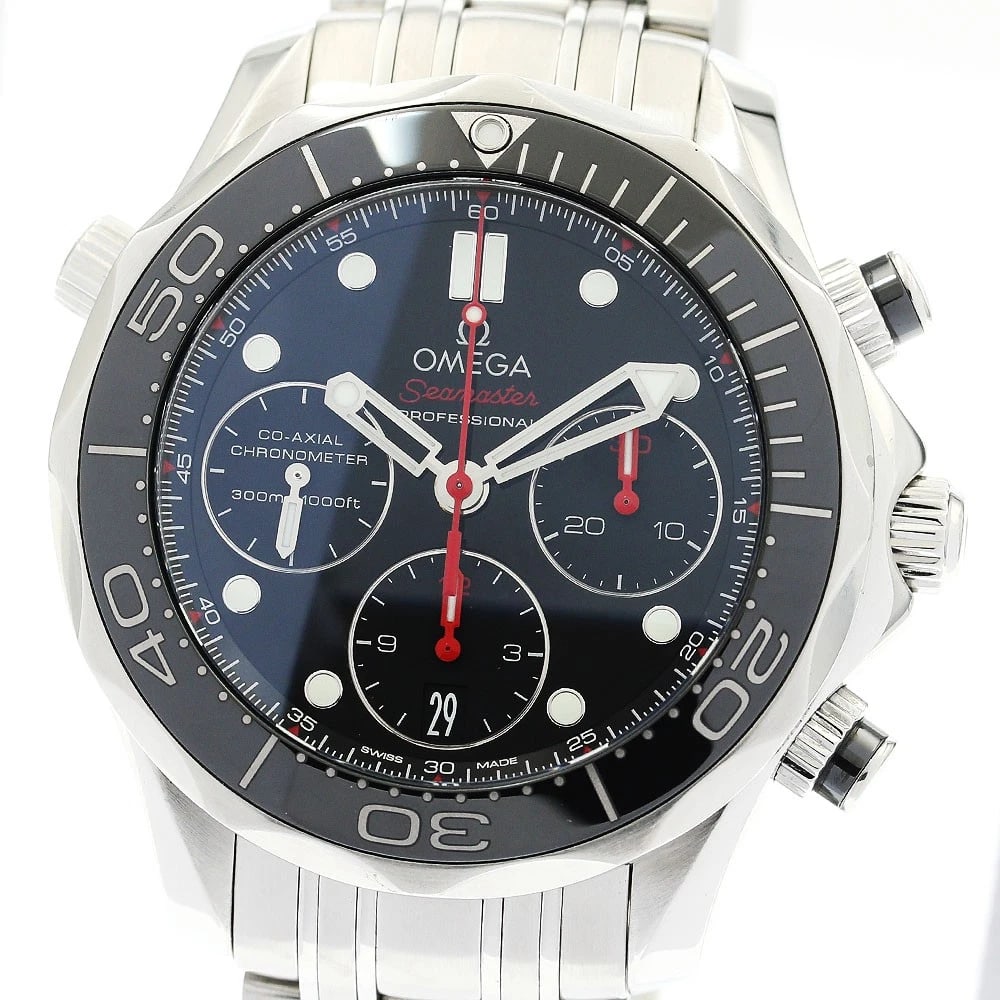 OMEGA SEAMASTER CHRONOGRAPH AUTOMATIC WATCH: OMEGA Seamaster Chronograph Automatic Watch Brand: OMEGA Type/Style: Wristwatch Material: Band Material Stainless Steel, Case Material Stainless Steel Color: Dial Color black Band Color Silver Case