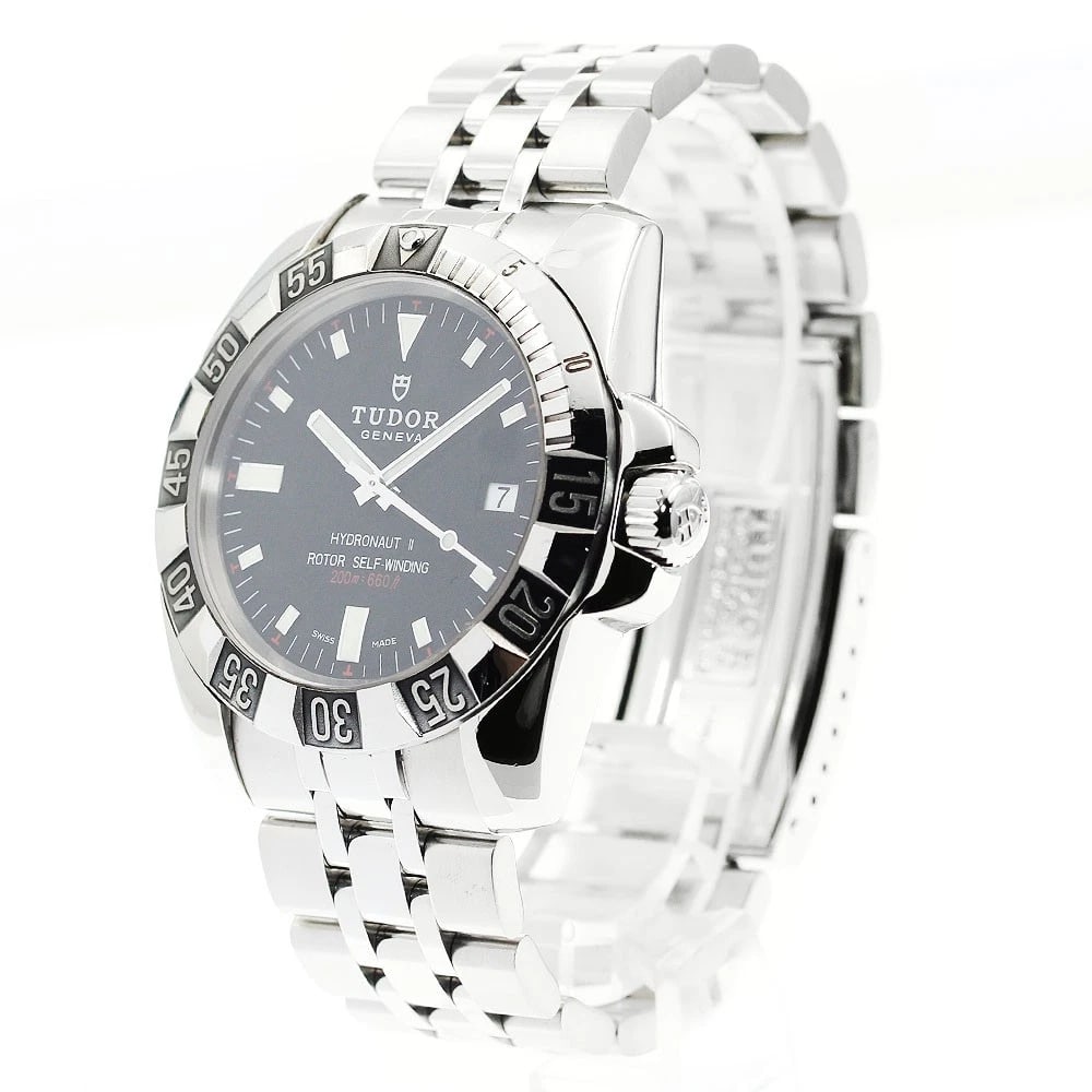 TUDOR HYDRO DATE BLACK AUTOMATIC WATCH: TUDOR Hydro Date black Automatic Watch Brand: TUDOR Type/Style: Wristwatch Material: Band Material Stainless Steel, Case Material Stainless Steel Color: Dial Color black Band Color Silver Case Color
