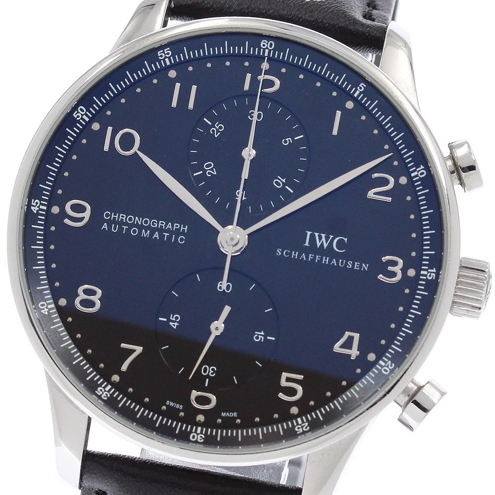 IWC SCHAFFHAUSEN PORTUGESE CHRONOGRAPH AUTOMATIC WATCH: IWC SCHAFFHAUSEN Portugese Chronograph Automatic Watch Brand: IWC SCHAFFHAUSEN Type/Style: Wristwatch Material: Band Material leather, Case Material Stainless Steel Color: Case Color Silver Band