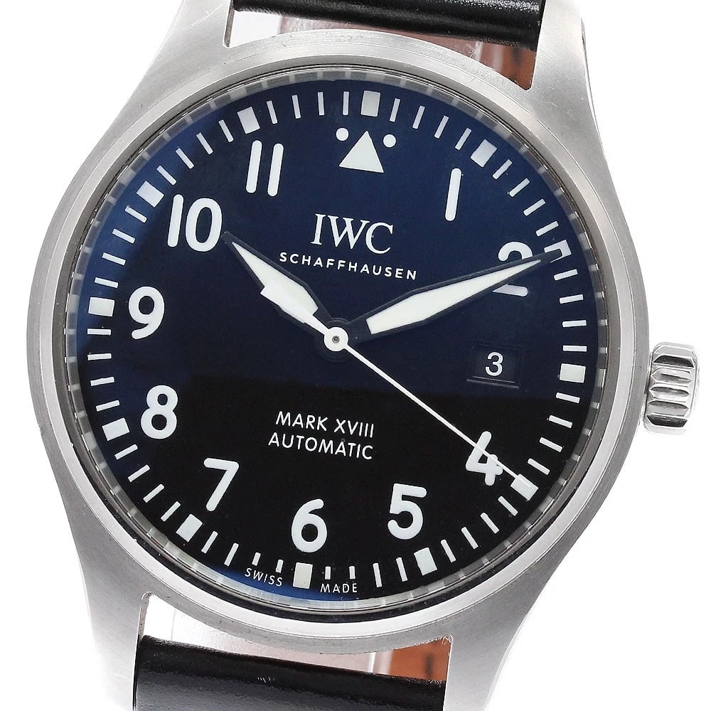 IWC SCHAFFHAUSEN PILOT WATCH BLACK WATCH: IWC SCHAFFHAUSEN Pilot watch black Watch Brand: IWC SCHAFFHAUSEN Type/Style: Wristwatch Material: Band Material leather, Case Material Stainless Steel Color: Band Color black Dial Color black Case