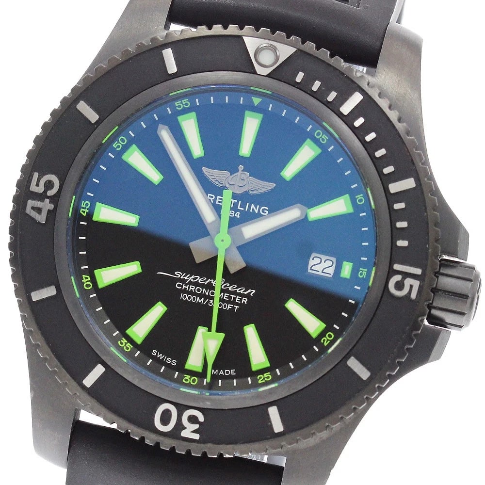 BREITLING SUPEROCEAN AUTOMATIC BLACK STEEL WATCH: BREITLING Superocean Automatic Black Steel Watch Brand: BREITLING Type/Style: Wristwatch Material: Band Material rubber, Case Material Stainless Steel Color: Case Color black Band Color black Dial