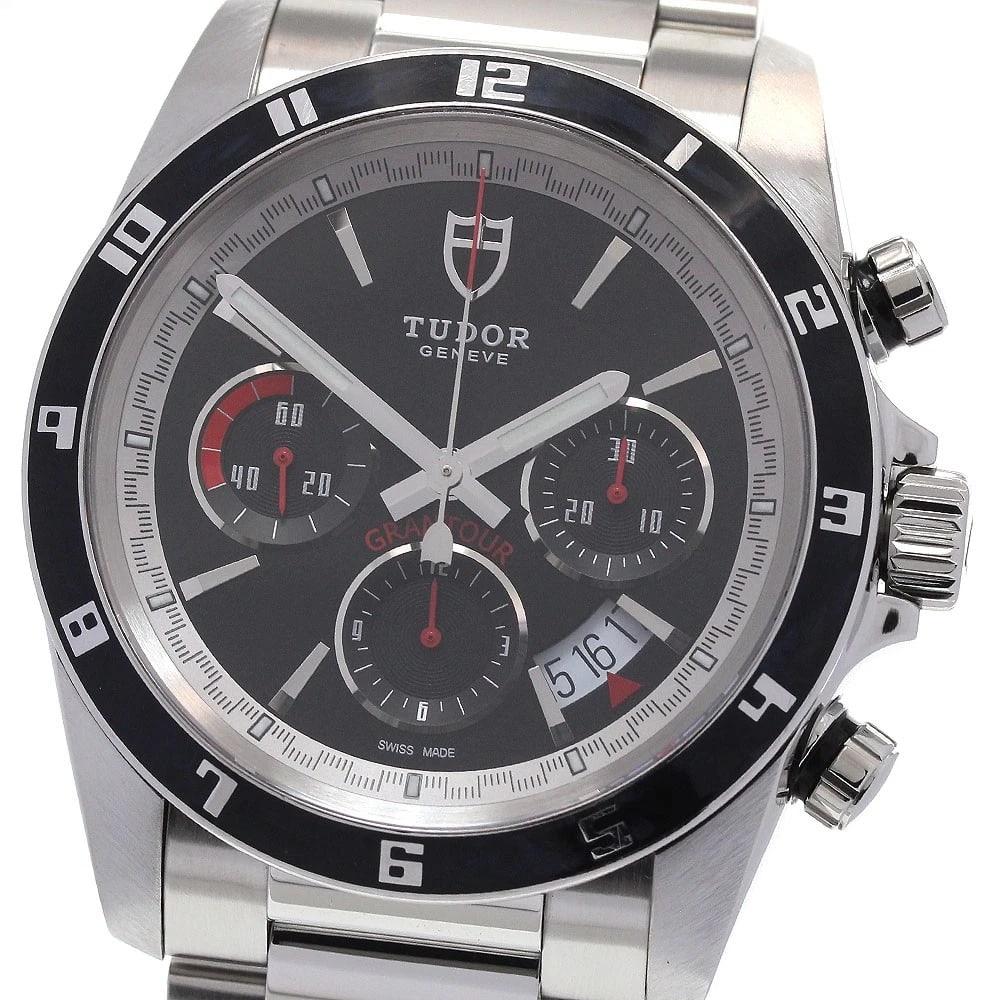 TUDOR GRAND TOUR CHRONO BLACK AUTOMATIC WATCH: TUDOR Grand Tour Chrono black Automatic Watch Brand: TUDOR Type/Style: Wristwatch Material: Band Material Stainless Steel, Case Material Stainless Steel Color: Dial Color black Band Color Silver Case
