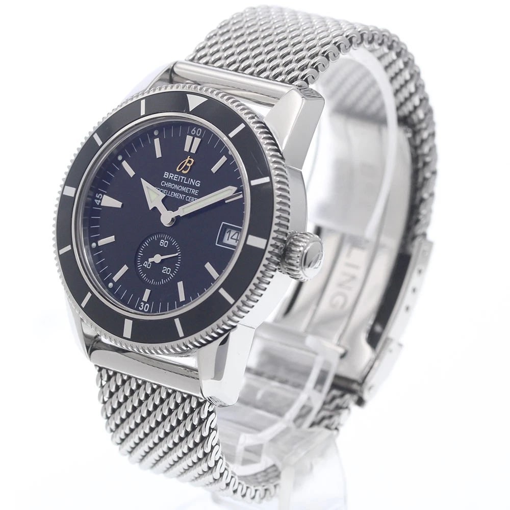 BREITLING SUPER OCEAN HERITAGE BLACK AUTOMATIC WATCH: BREITLING Super Ocean Heritage Black Automatic Watch Brand: BREITLING Type/Style: Wristwatch Material: Band Material Stainless Steel, Case Material Stainless Steel Color: Case Color Silver Band Color