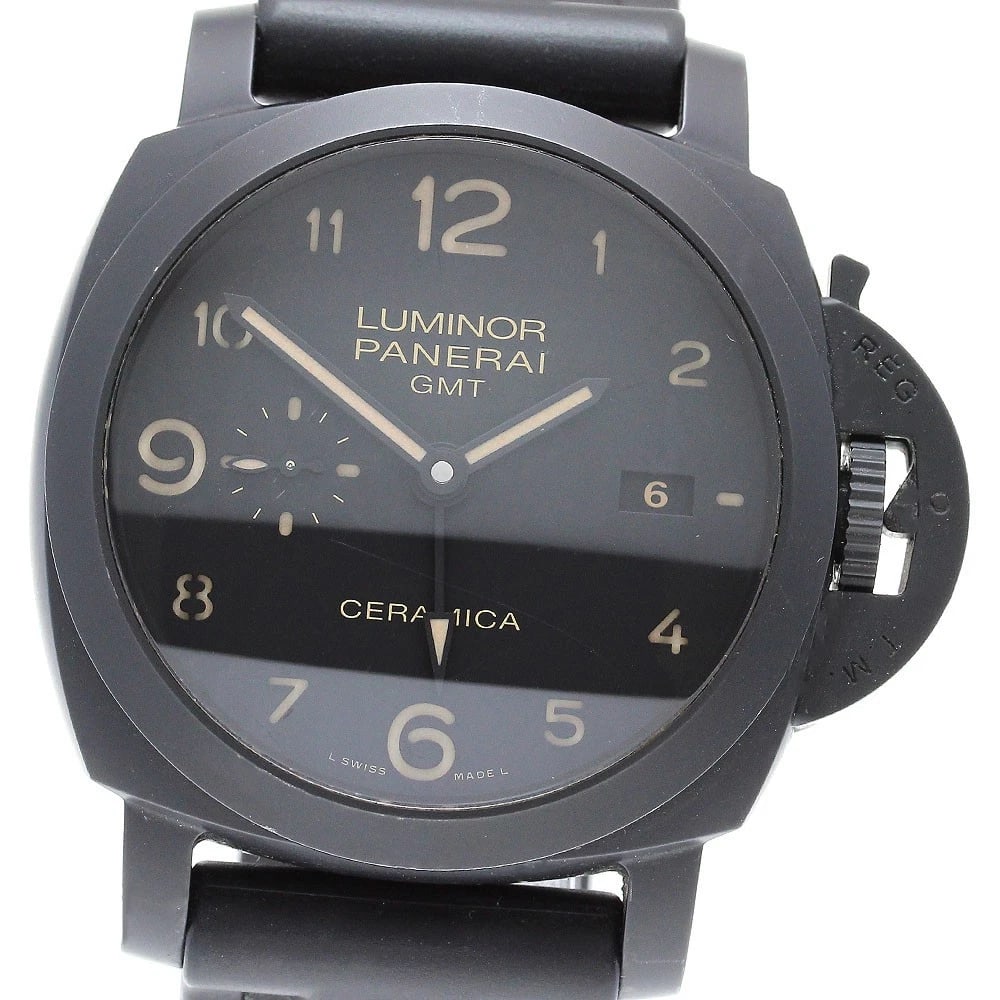 PANERAI LUMINOR BLACK AUTOMATIC WATCH: PANERAI Luminor Black Automatic Watch Brand: PANERAI Type/Style: Wristwatch Material: Band Material rubber, Case Material ceramic Color: Dial Color black Band Color black Case Color black Size: Case