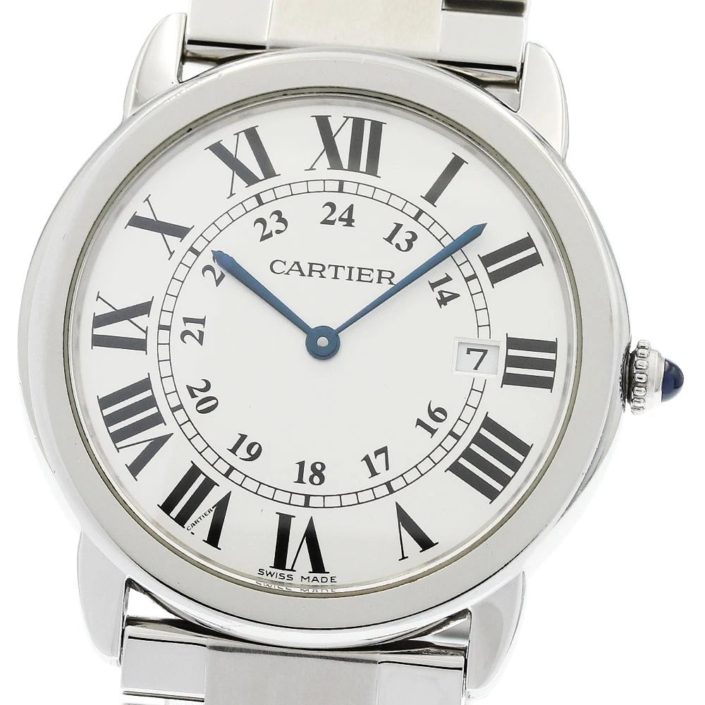 CARTIER RONDE SOLO DATE SILVER QUARTZ WATCH: CARTIER Ronde Solo Date Silver Quartz Watch Brand: CARTIER Type/Style: Wristwatch Material: Band Material Stainless Steel, Case Material Stainless Steel Color: Case Color Silver Band Color Silver