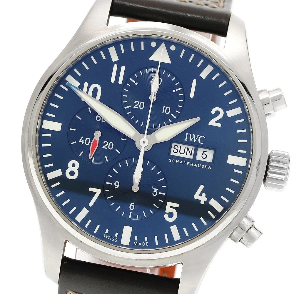 IWC SCHAFFHAUSEN PILOT'S WATCH AUTOMATIC WATCH: IWC SCHAFFHAUSEN Pilot's Watch Automatic Watch Brand: IWC SCHAFFHAUSEN Type/Style: Wristwatch Material: Band Material leather, Case Material Stainless Steel Color: Dial Color Navy Band Color Brown