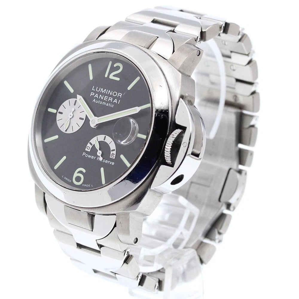 PANERAI LUMINOR POWER RESERVE BLACK AUTOMATIC WATCH: PANERAI Luminor Power reserve black Automatic Watch Brand: PANERAI Type/Style: Wristwatch Material: Band Material Stainless Steel / Titanium, Case Material Stainless Steel / Titanium Color: Dial