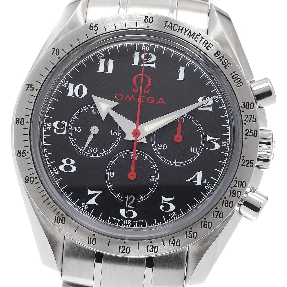OMEGA SPEEDMASTER BROAD ARROW AUTOMATIC WATCH: OMEGA Speedmaster Broad Arrow Automatic Watch Brand: OMEGA Type/Style: Wristwatch Material: Band Material Stainless Steel, Case Material Stainless Steel Color: Dial Color black Band Color Silver Case 