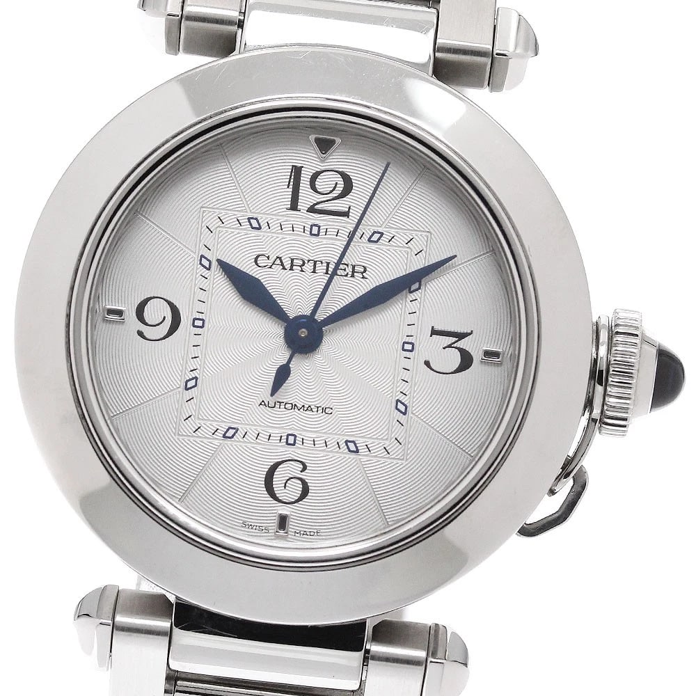 CARTIER PASHA SILVER AUTOMATIC WATCH: CARTIER Pasha Silver Automatic Watch Brand: CARTIER Type/Style: Wristwatch Material: Band Material Stainless Steel, Case Material Stainless Steel Color: Case Color Silver Band Color Silver Dial Color