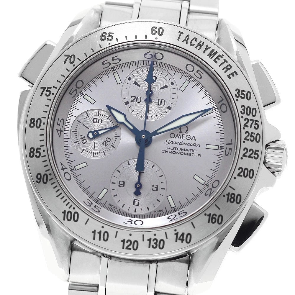 OMEGA SPEEDMASTER SILVER AUTOMATIC WATCH: OMEGA Speedmaster Silver Automatic Watch Brand: OMEGA Type/Style: Wristwatch Material: Band Material Stainless Steel, Case Material Stainless Steel Color: Case Color Silver Band Color Silver Dial