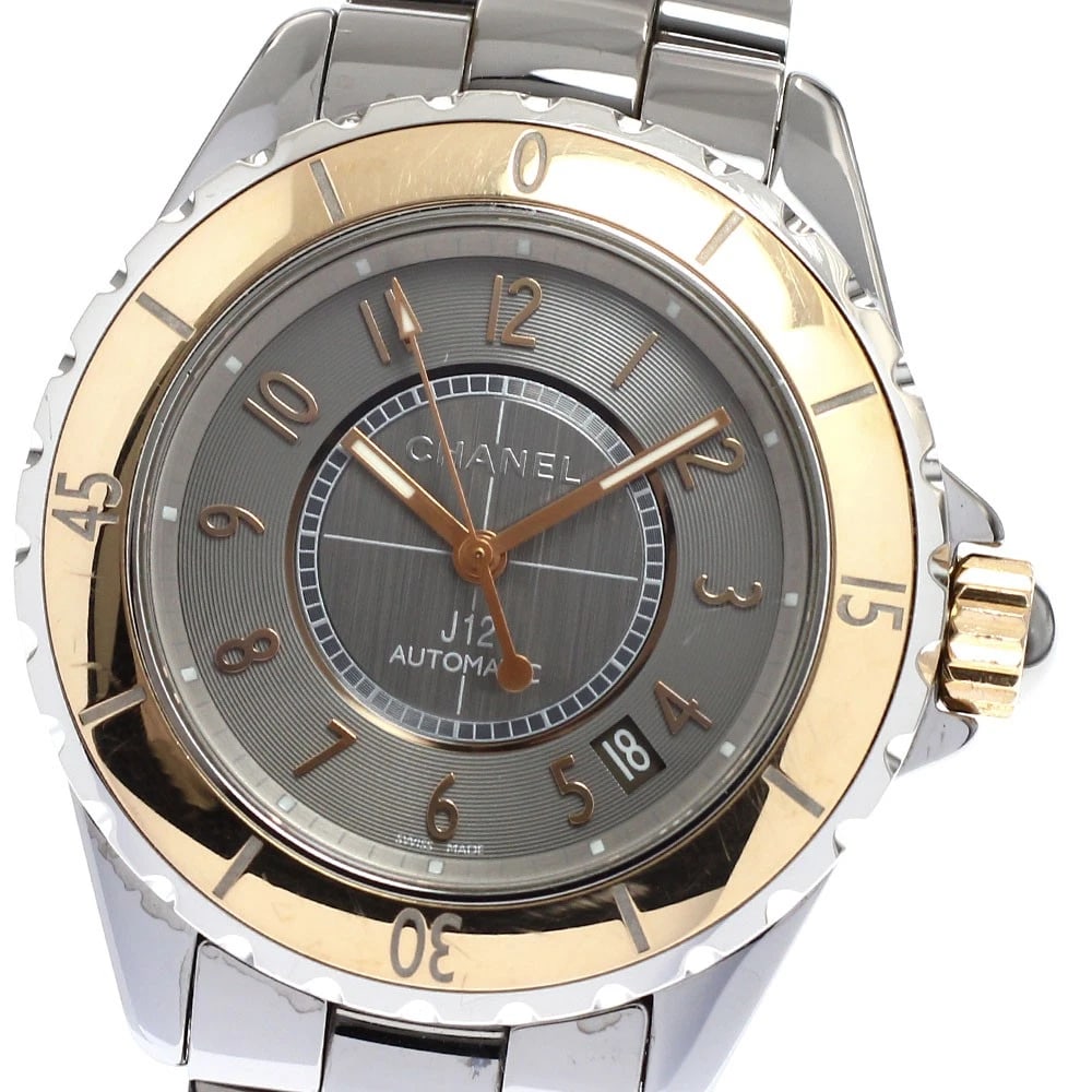 CHANEL J12 CHROMATIC BEIGE GOLD DATE GRAY AUTOMATIC WATCH: CHANEL J12 Chromatic Beige Gold Date gray Automatic Watch Brand: CHANEL Type/Style: Wristwatch Material: Band Material Titanium ceramic, Case Material Titanium ceramic/beige gold Color: Dial Color