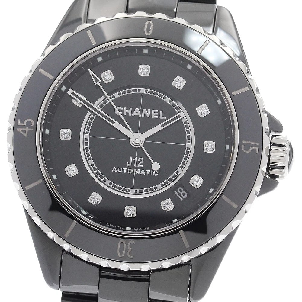 CHANEL J12 BLACK CERAMIC DIAMOND AUTOMATIC WATCH: CHANEL J12 Black ceramic diamond Automatic Watch Brand: CHANEL Type/Style: Wristwatch Material: Band Material Stainless Steel / ceramic, Case Material Stainless Steel / ceramic Color: Case Color