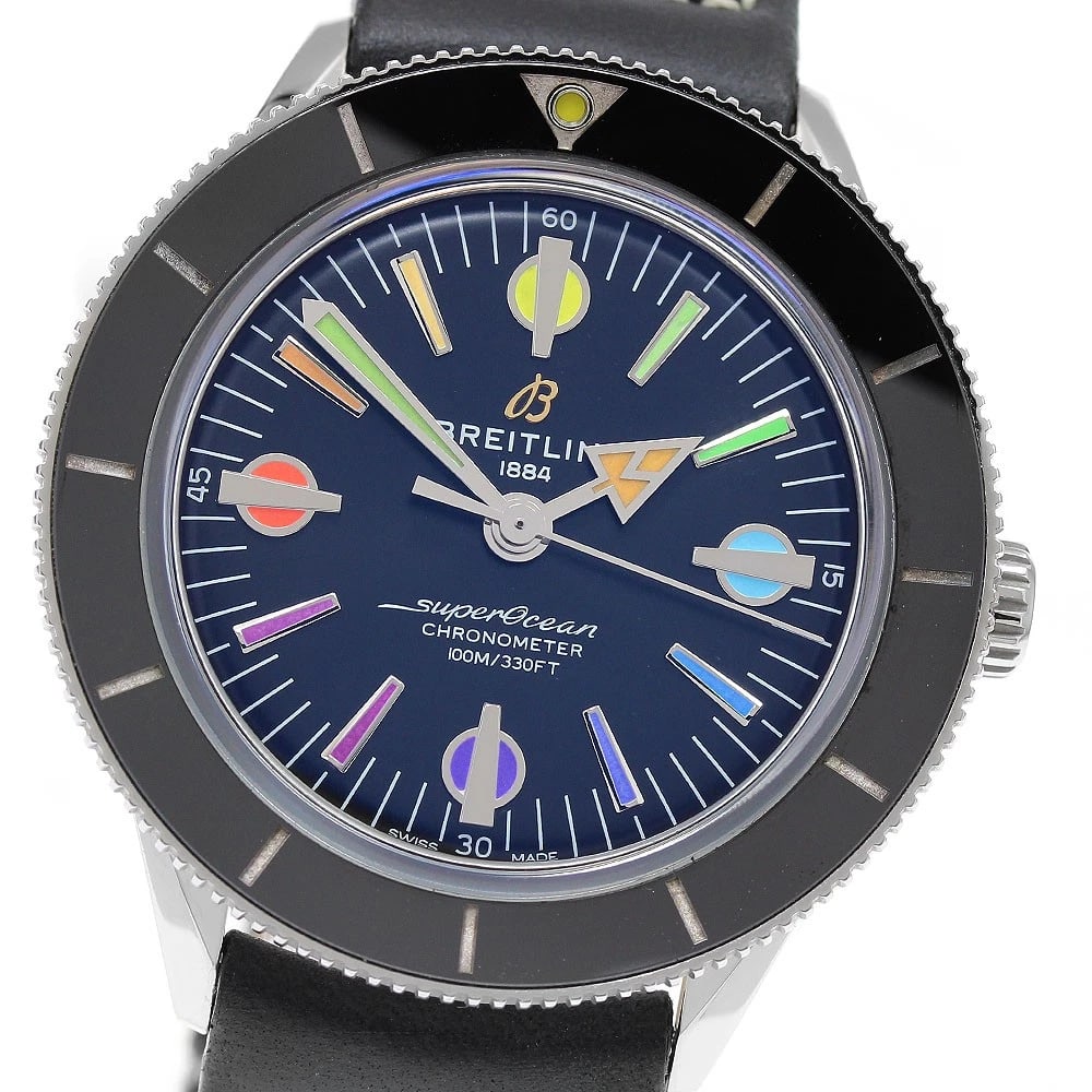BREITLING SUPEROCEAN HERITAGE AUTOMATIC WATCH: BREITLING Superocean Heritage Automatic Watch Brand: BREITLING Type/Style: Wristwatch Material: Band Material leather, Case Material Stainless Steel Color: Dial Color black Band Color black Case Color