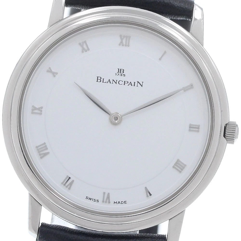 BLANCPAIN VILLERET ULTRA SLIM HAND WINDING WATCH: Blancpain Villeret Ultra Slim Hand Winding Watch Brand: Blancpain Type/Style: Wristwatch Material: Band Material leather, Case Material Stainless Steel Color: Band Color black Dial Color white Case