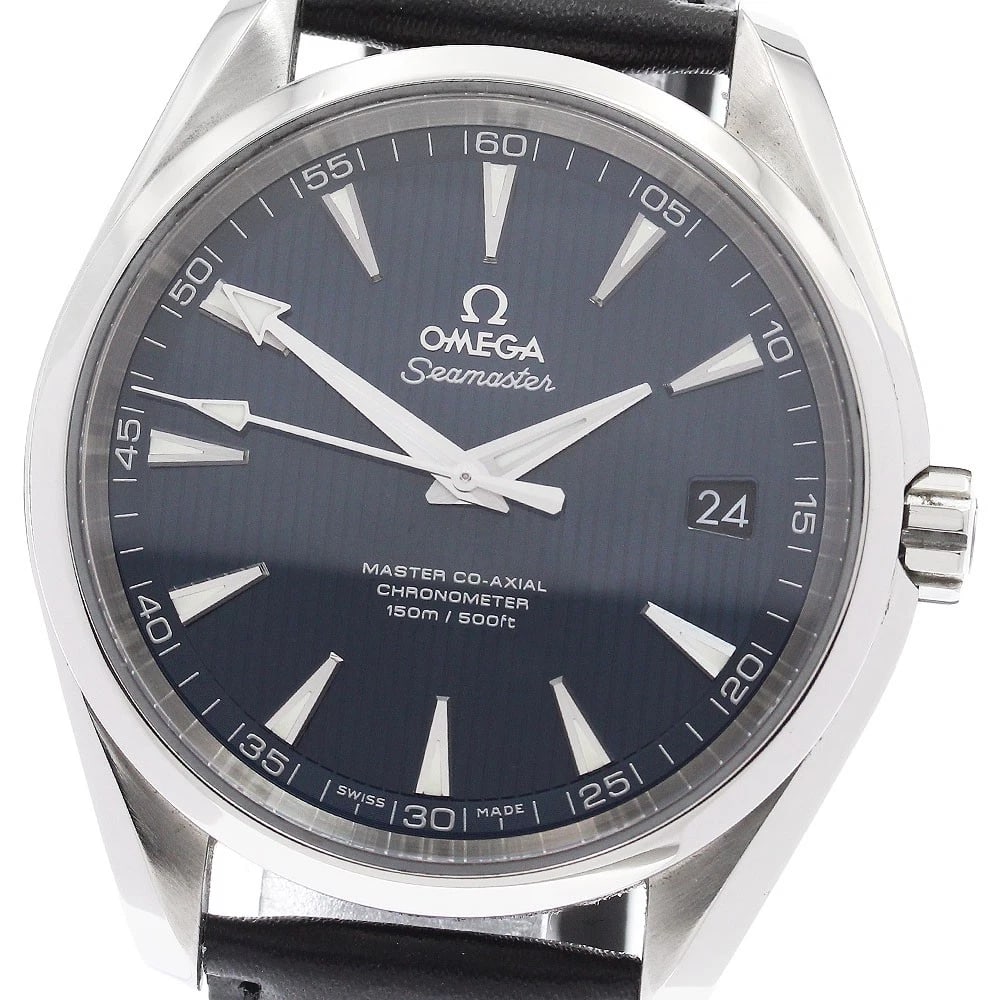 OMEGA SEAMASTER AQUA TERRA NAVY AUTOMATIC WATCH: OMEGA Seamaster Aqua Terra Navy Automatic Watch Brand: OMEGA Type/Style: Wristwatch Material: Band Material leather, Case Material Stainless Steel Color: Dial Color Navy Band Color black Case Color