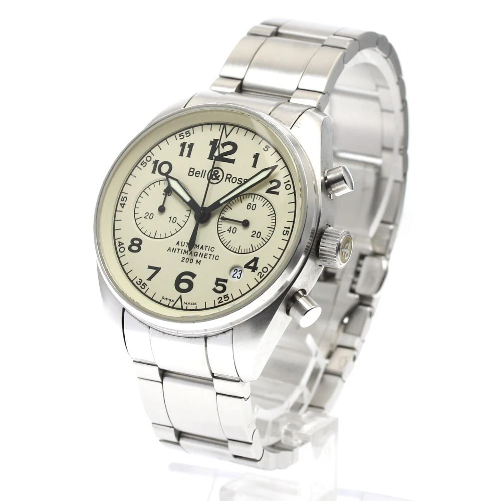 BELL?ROSS DATE CHRONOGRAPH BEIGE AUTOMATIC WATCH: Bell?Ross Date Chronograph beige Automatic Watch Brand: Bell?Ross Type/Style: Wristwatch Material: Band Material Stainless Steel, Case Material Stainless Steel Color: Dial Color beige Size: Case size