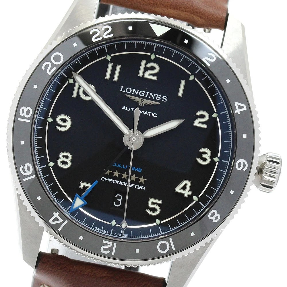 LONGINES LONGINES AUTOMATIC WATCH: LONGINES Longines Automatic Watch Brand: LONGINES Type/Style: Wristwatch Material: Band Material leather, Case Material Stainless Steel Color: Dial Color black Size: Case size About 42mm (1.7inch)