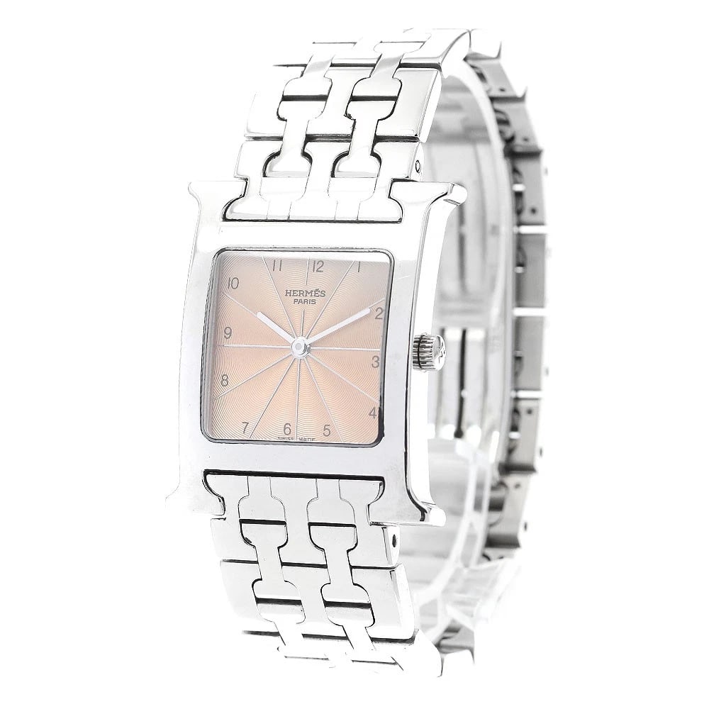 HERMES WATCH ORANGE QUARTZ WATCH: HERMES watch Orange Quartz Watch Brand: HERMES Type/Style: Wristwatch Material: Band Material Stainless Steel, Case Material Stainless Steel Color: Dial Color Orange Size: Case size About 26mm