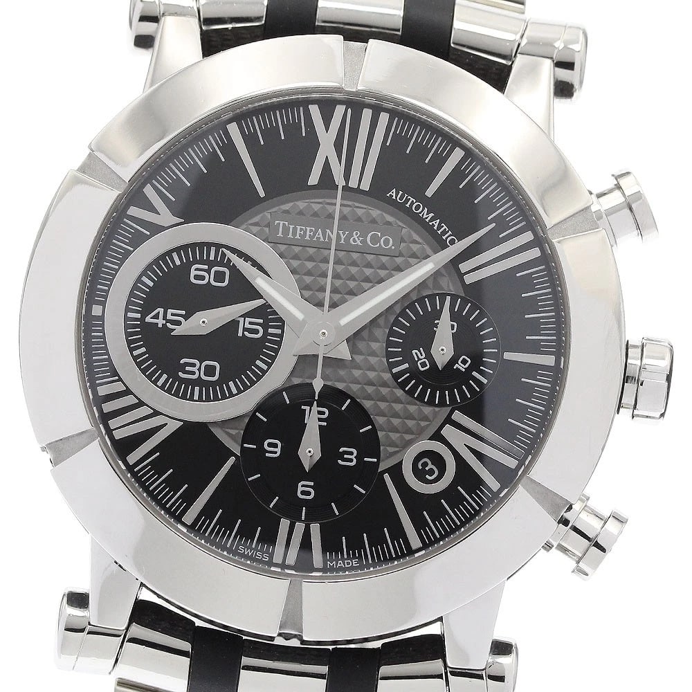 TIFFANY&CO. BLACK AUTOMATIC WATCH: TIFFANY&Co. black Automatic Watch Brand: TIFFANY&Co. Type/Style: Wristwatch Material: Band Material Stainless Steel / Rubber, Case Material Stainless Steel / Rubber Color: Dial Color black Size: Case