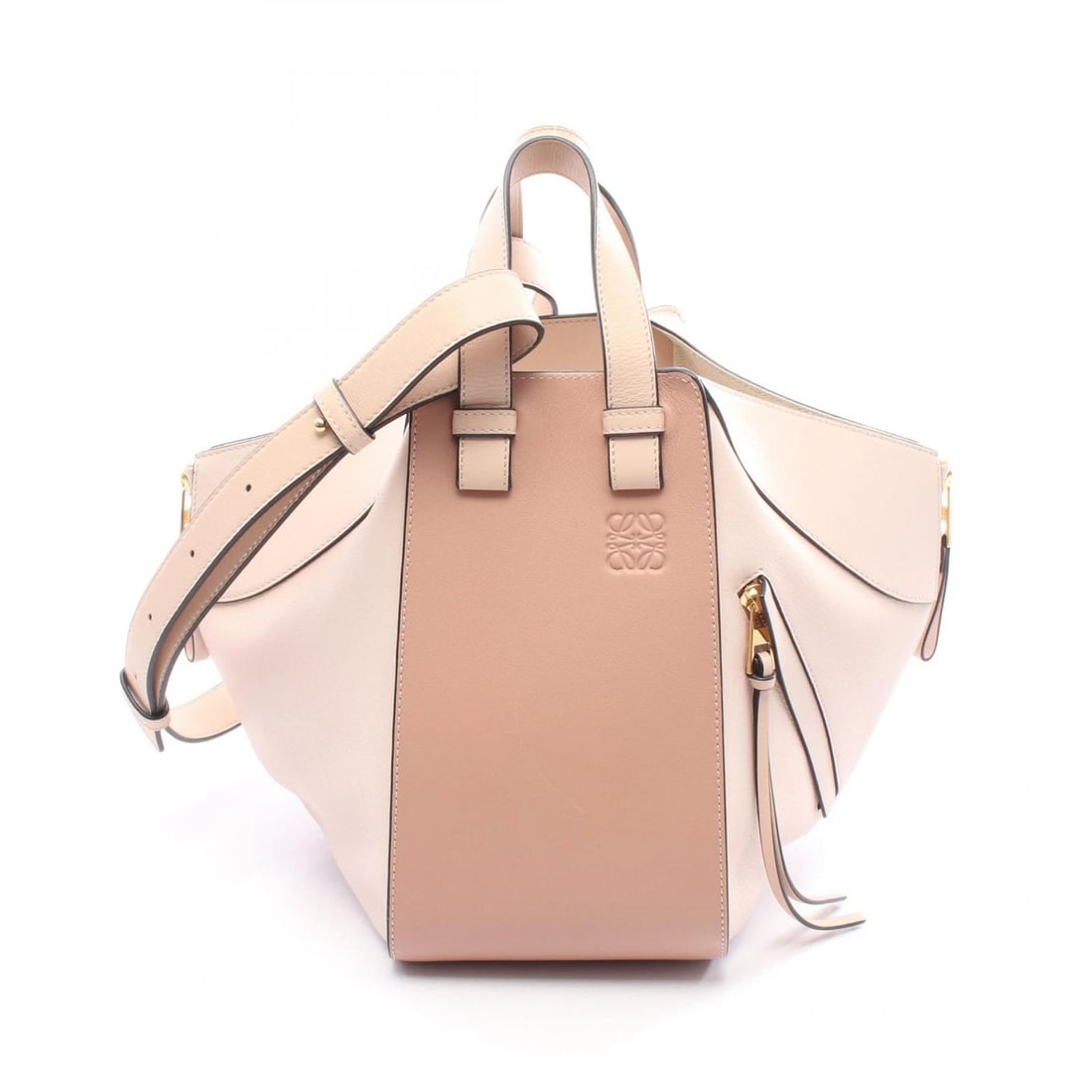 LOEWE HAMMOCK SHOULDER CROSSBODY HANDBAG: LOEWE HAMMOCK Shoulder Crossbody Handbag Brand: LOEWE Type/Style: Handbag Material: Exterior Material leather Color: Exterior Color Pink?ish colors Size: (H:9.4" x W:5.5" x D:10.2") Accessories: N